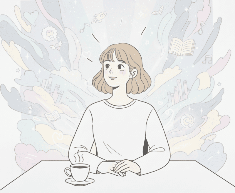 未来の都市を想像してスケッチする女性